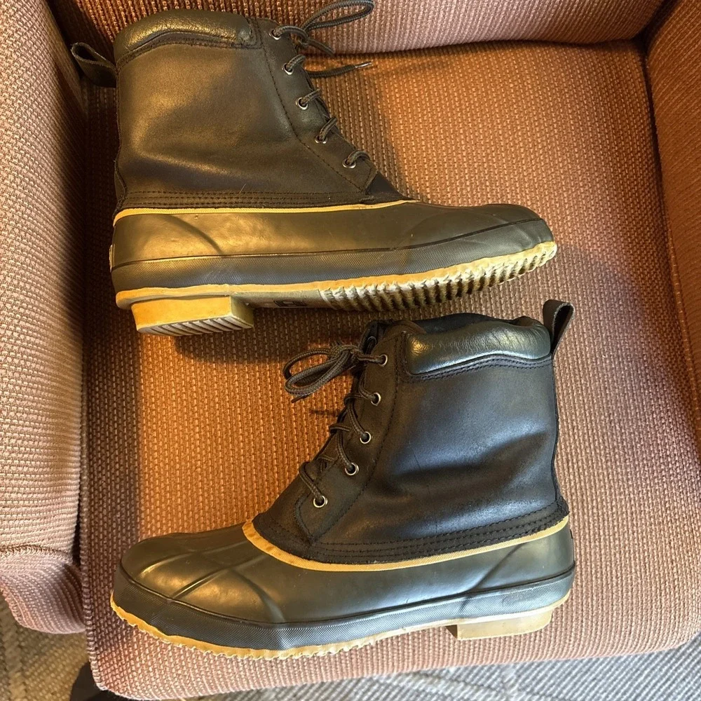 Green Duck Hiking Snow Boots Sz 12 Vintage 1970s Green/Black Excellent Condition